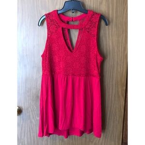 Red Lace Super Soft Choker Babydoll Tank Top